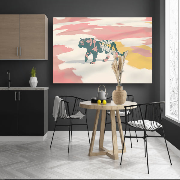 Kleurrijke abstracte tijger schilderij in popart-stijl poster