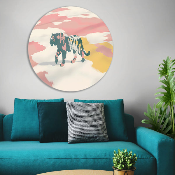 Kleurrijke abstracte tijger schilderij in popart-stijl forex muurcirkel