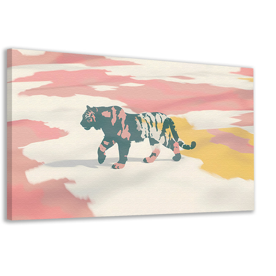 Kleurrijke abstracte tijger schilderij in popart-stijl canvas