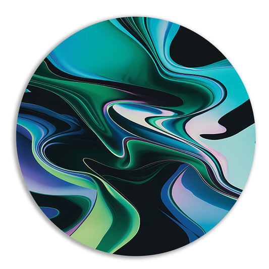 Kleurrijke abstracte kunst met vloeiende vormen aluminium muurcirkel