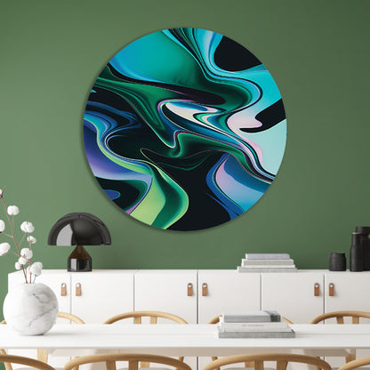Kleurrijke abstracte kunst met vloeiende vormen aluminium muurcirkel