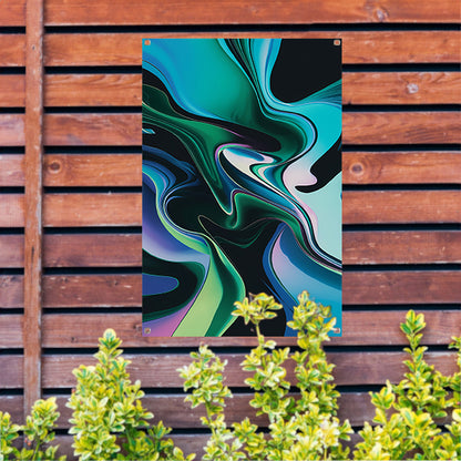 Kleurrijke abstracte kunst met vloeiende vormen tuinposter