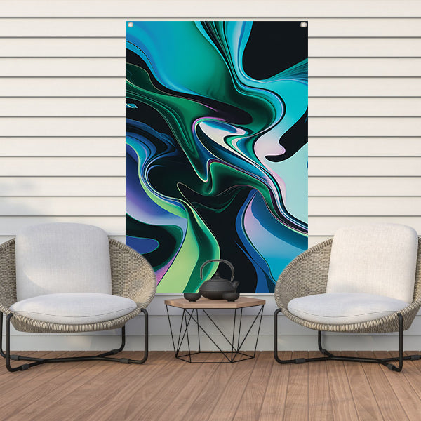 Kleurrijke abstracte kunst met vloeiende vormen tuinposter