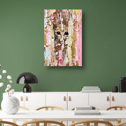 Abstracte kat achter vervallende verf canvas