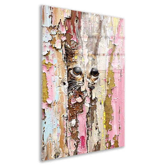 Abstracte kat achter vervallende verf acrylglas