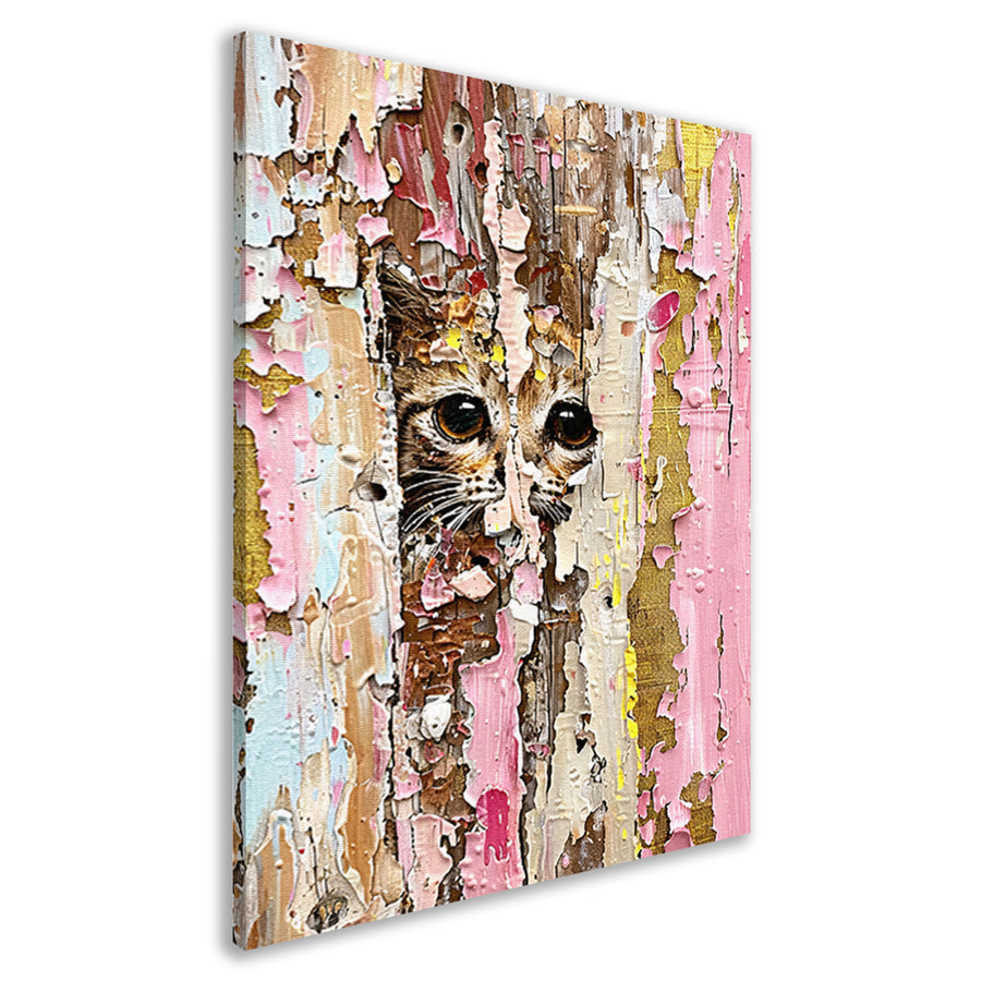 Abstracte kat achter vervallende verf canvas