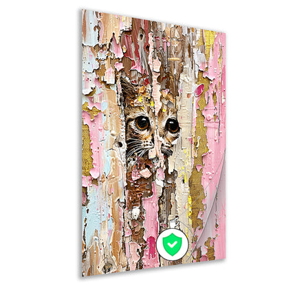Abstracte kat achter vervallende verf poster