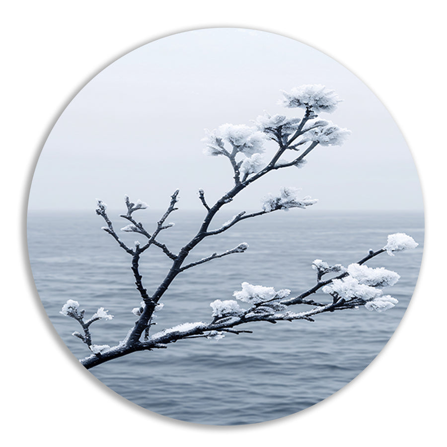 Minimalistische wintertak boven kalm water forex muurcirkel