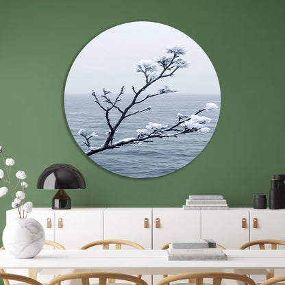 Minimalistische wintertak boven kalm water forex muurcirkel