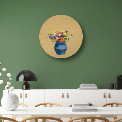 Vaas met bloemen - Odilon Redon aluminium muurcirkel