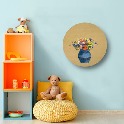 Vaas met bloemen - Odilon Redon aluminium muurcirkel