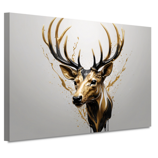 Gouden Hertenhoofd met Dynamische Spatten canvas