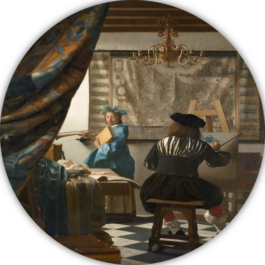 De Schilderkonst - Johannes Vermeer aluminium muurcirkel