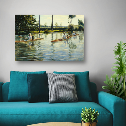 Varen op de Yerres - Gustave Caillebotte canvas met baklijst