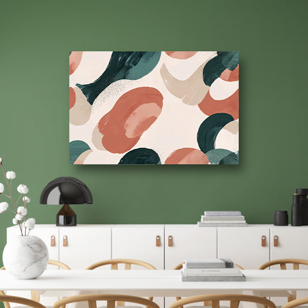 Japandi stijl abstract schilderij met aardetinten poster