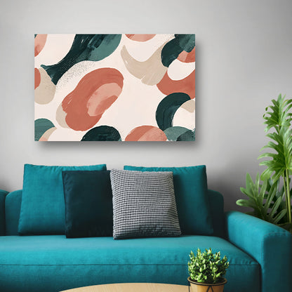 Japandi stijl abstract schilderij met aardetinten acrylglas