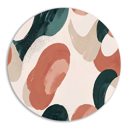 Japandi stijl abstract schilderij met aardetinten forex muurcirkel