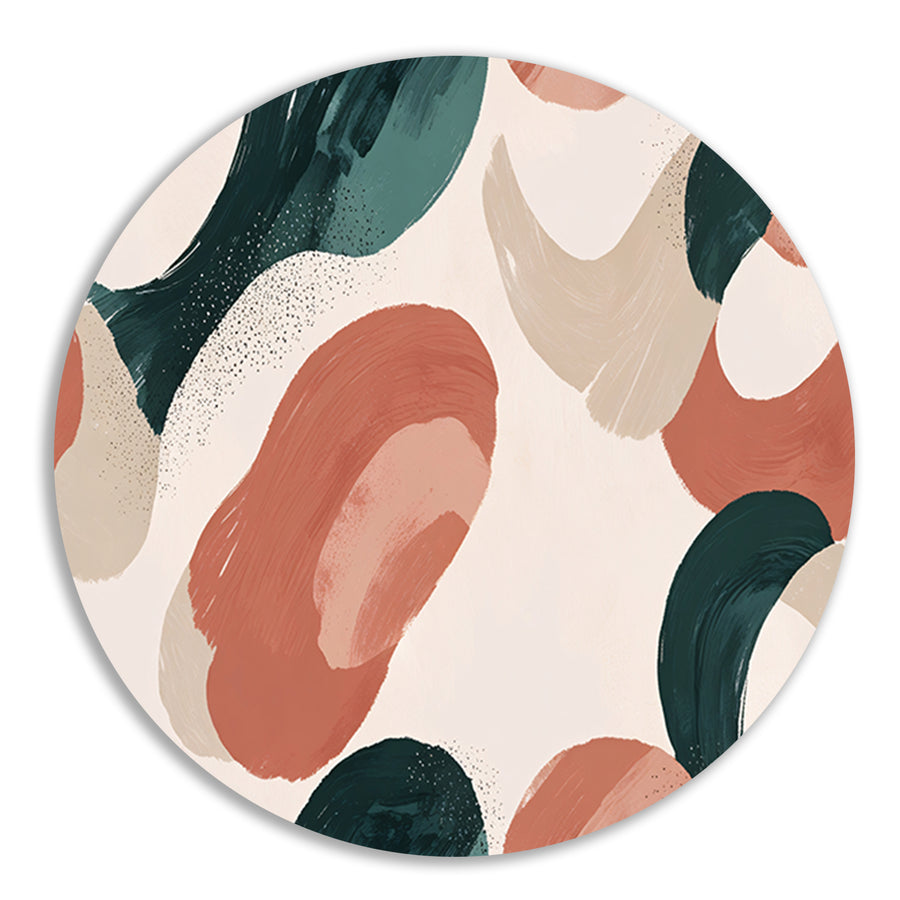 Japandi stijl abstract schilderij met aardetinten forex muurcirkel