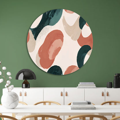 Japandi stijl abstract schilderij met aardetinten forex muurcirkel