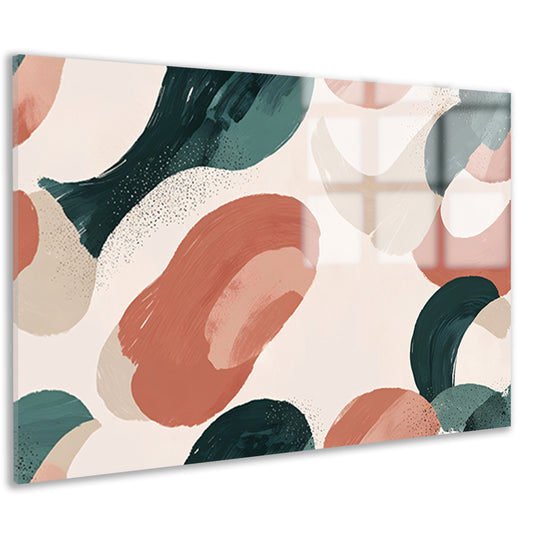 Japandi stijl abstract schilderij met aardetinten acrylglas