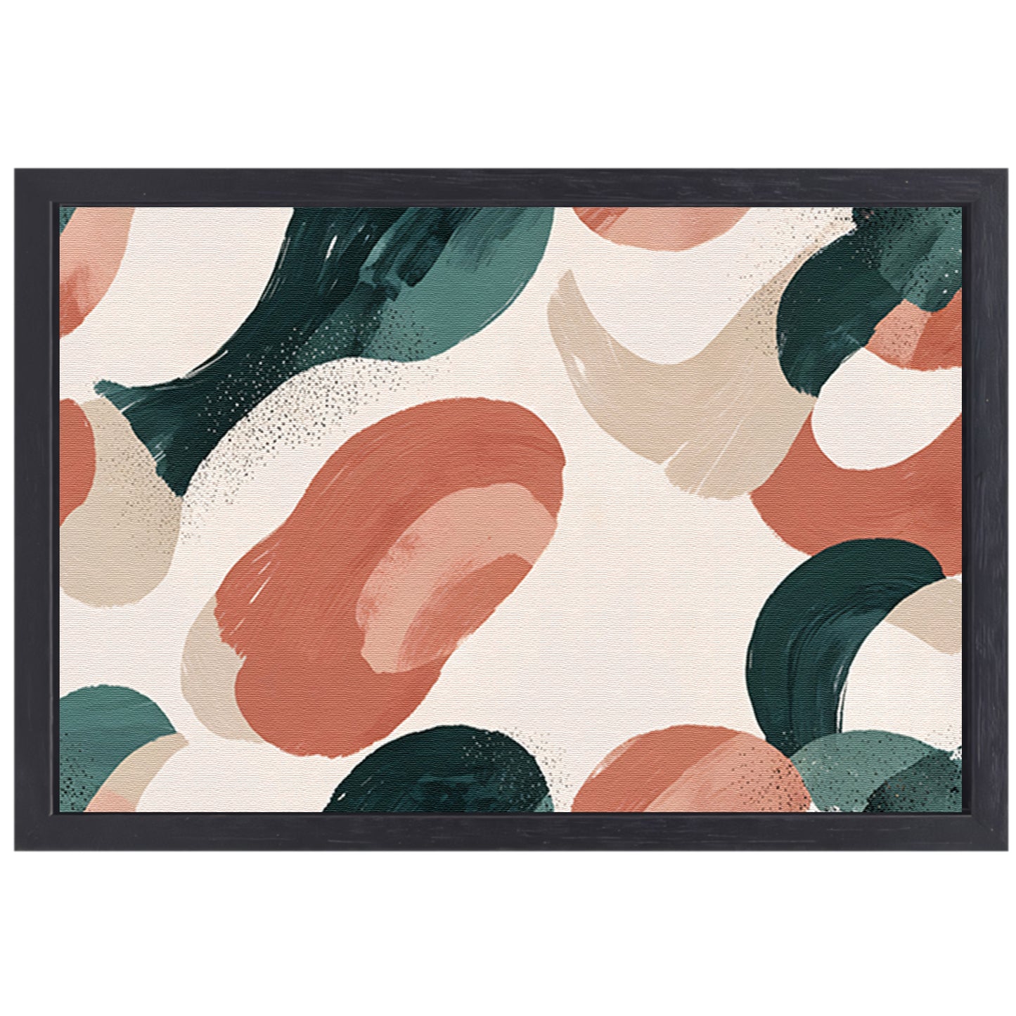 Japandi stijl abstract schilderij met aardetinten canvas met baklijst