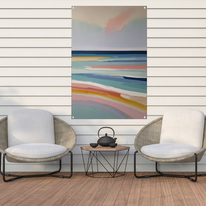 Abstracte Horizontale Strepen in Pastelkleuren tuinposter