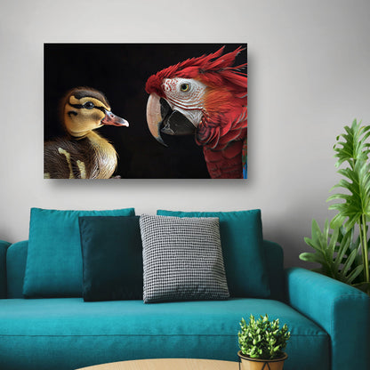 Ara en eend ontmoeting canvas