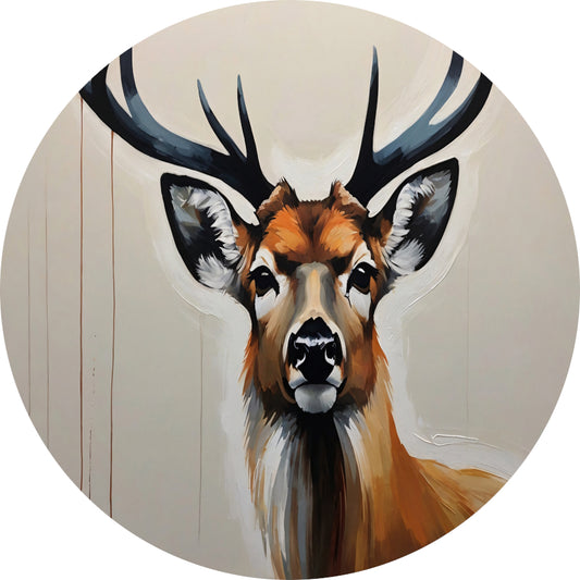 Minimalistisch Portret van een Majestueus Hert aluminium muurcirkel