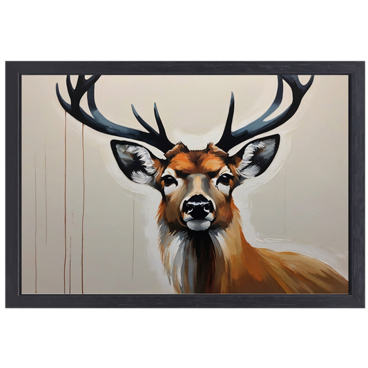 Minimalistisch Portret van een Majestueus Hert canvas met baklijst
