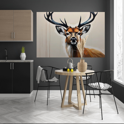 Minimalistisch Portret van een Majestueus Hert poster