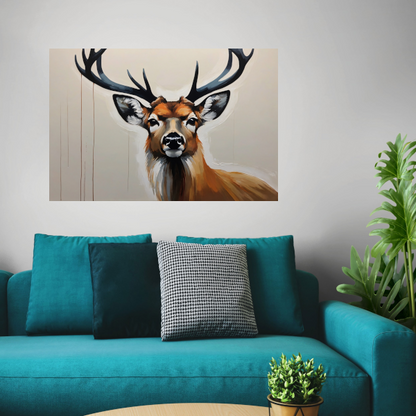 Minimalistisch Portret van een Majestueus Hert canvas met baklijst