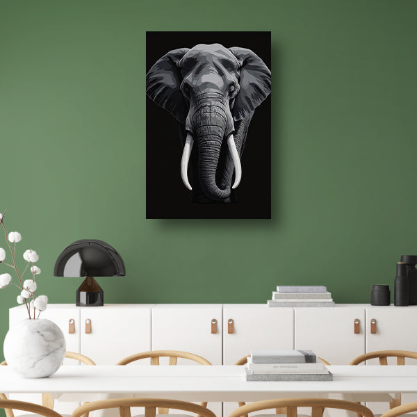 Portret van een olifant in zwart-wit canvas