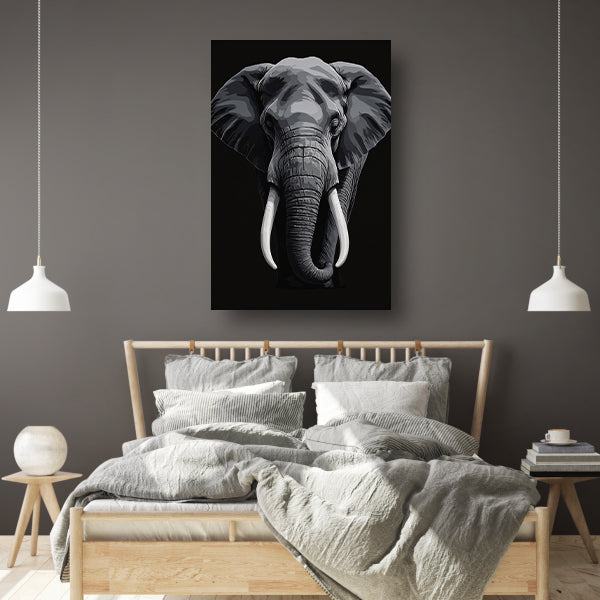 Portret van een olifant in zwart-wit canvas