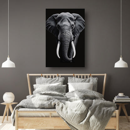 Portret van een olifant in zwart-wit canvas met baklijst