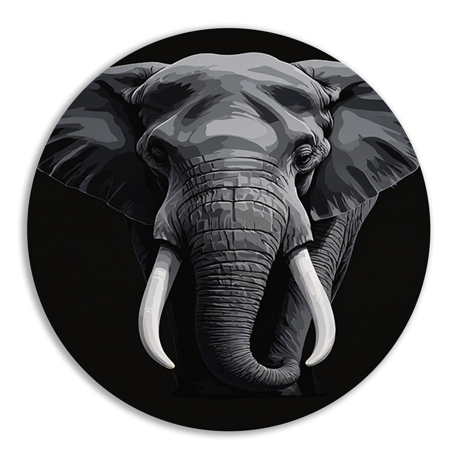 Portret van een olifant in zwart-wit forex muurcirkel