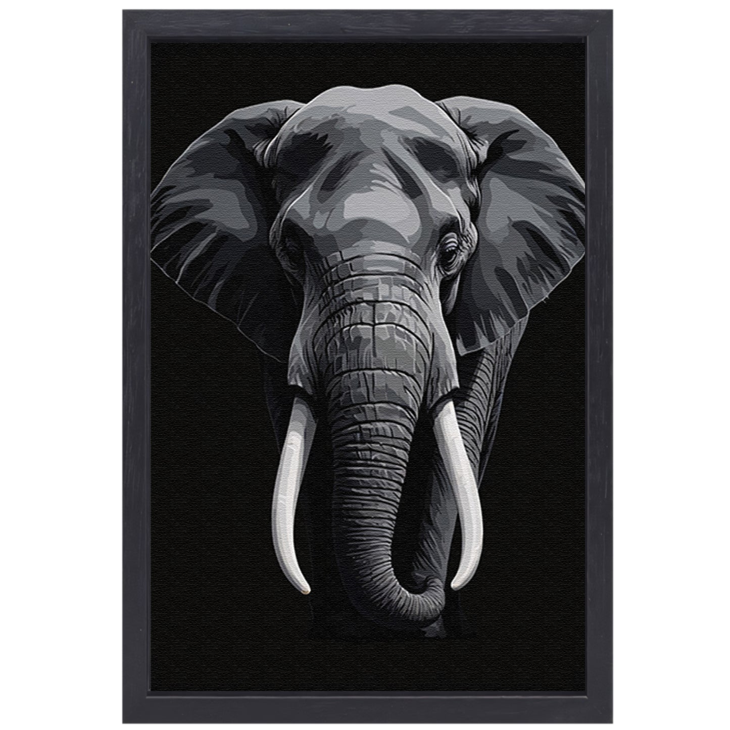 Portret van een olifant in zwart-wit canvas met baklijst
