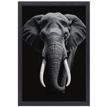 Portret van een olifant in zwart-wit canvas met baklijst
