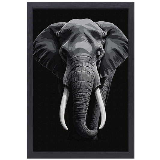 Portret van een olifant in zwart-wit canvas met baklijst