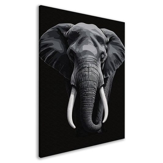 Portret van een olifant in zwart-wit canvas