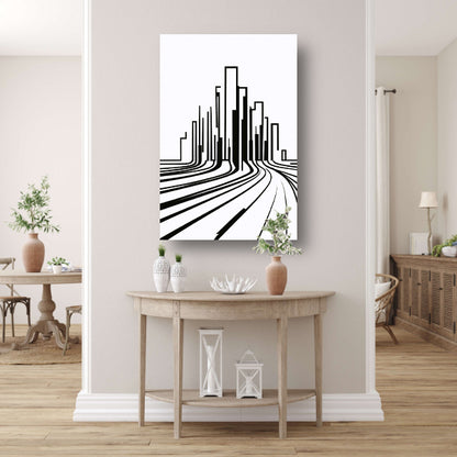 Minimalistische Zwart-Witte Stadslijnen poster