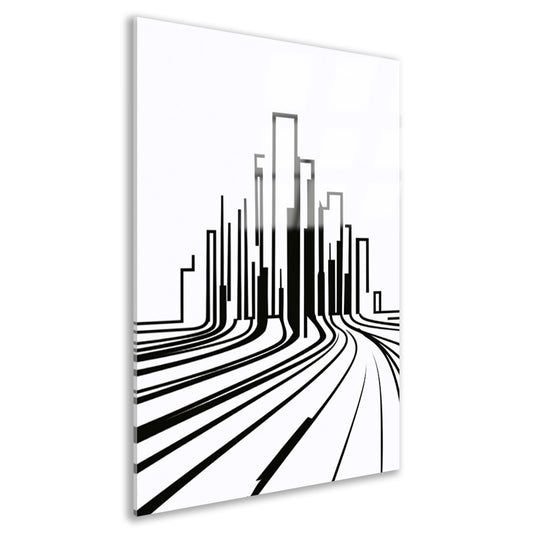 Minimalistische Zwart-Witte Stadslijnen acrylglas