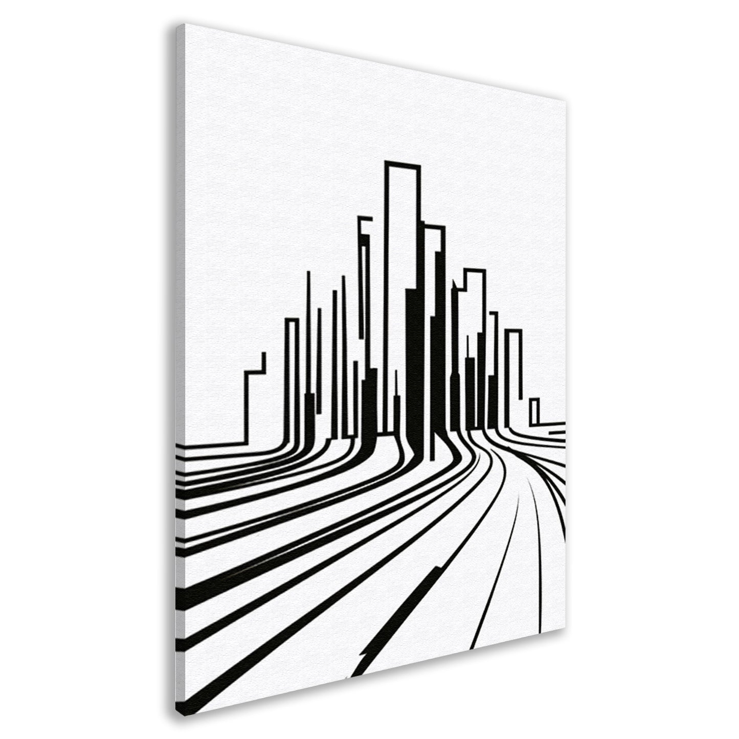 Minimalistische Zwart-Witte Stadslijnen canvas