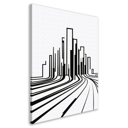 Minimalistische Zwart-Witte Stadslijnen canvas