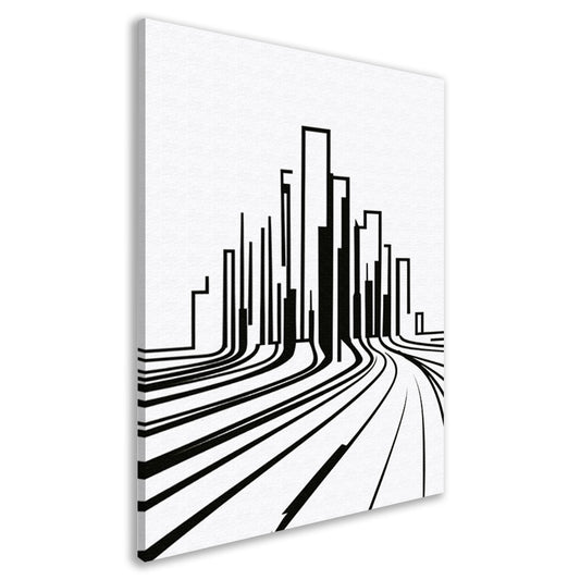 Minimalistische Zwart-Witte Stadslijnen canvas