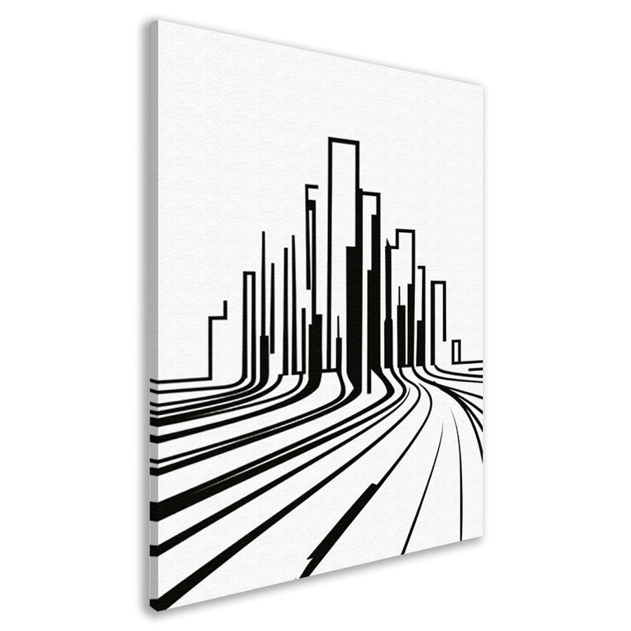 Minimalistische Zwart-Witte Stadslijnen canvas