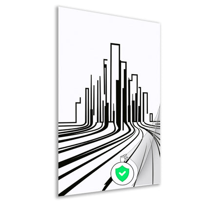 Minimalistische Zwart-Witte Stadslijnen poster