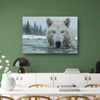 Witte Wolf in Water acrylglas