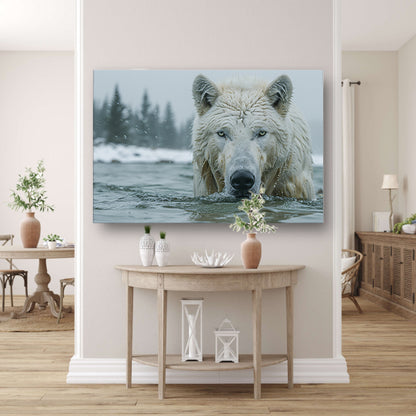 Witte Wolf in Water acrylglas