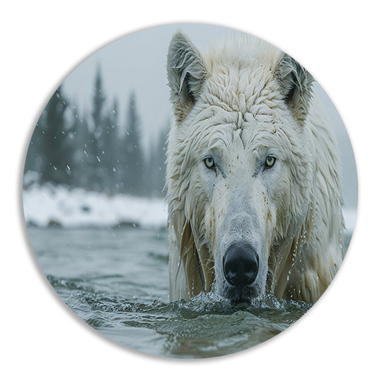 Witte Wolf in Water forex muurcirkel