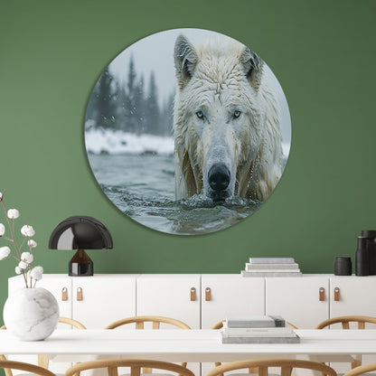 Witte Wolf in Water forex muurcirkel